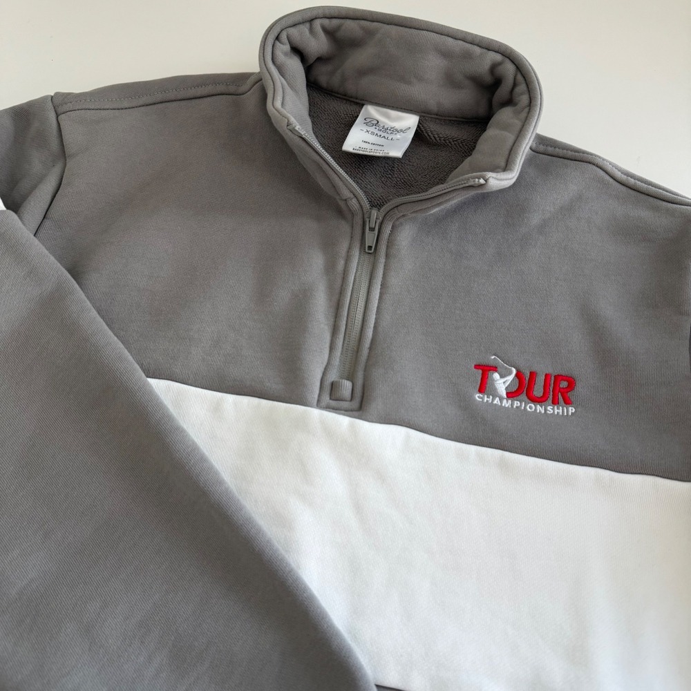 Barstool Golf‎ Tour Championship Gray White 1/4 Zip Pullover Men's XS